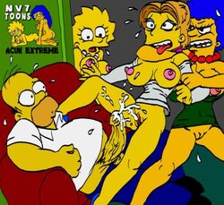 color cum female homer_simpson human lisa_simpson male marge_simpson multiple_females nev straight the_simpsons yellow_body