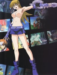 alexis_rhodes blonde_hair breasts destinationchaos duel_disk edit female female_only human pale_skin solo standing tagme topless yu-gi-oh! yu-gi-oh!_gx