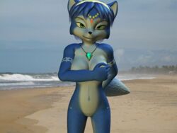 3d anthro attack1942 canine female female_only fox fur furry krystal solo star_fox tagme