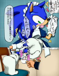 blue_fur disembodied_garde forced_yaoi furry green_eyes hedgehog maid maid_outfit mammal penis_milking prostate_milking rape sega shoppaaaa sonic_(series) sonic_the_hedgehog tear translation_request yaoi