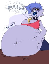 1girls bloated_belly bra huge_belly oc onomatopoeia original_character sinfullapis stomach_noises