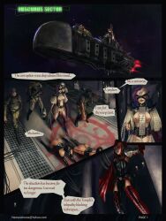 breasts callidus_assassin chaos_(warhammer) comic comic_page corruption dialogue english_text females futanari imperium_of_man latex leashes nudity officio_assassinorum psyker purity_seal speech_bubble tagme text warhammer_(franchise) warhammer_40k xmlx