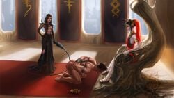 2girls aeldari bethrie_rosethorn eldar female femdom imperium_of_man inkary inquisition_(warhammer_40k) inquisitor inquisitor_(warhammer_40k) malesub tagme throne throne_room warhammer_(franchise) warhammer_40k whip