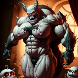 abs ai_generated built bulge demon gloves horns male_only muscular pecs red_eyes thick_thighs unstable_diffusion veins