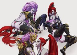 2girls age_difference bikini_bottom bikini_top catfight clothed clothed_female crone_hellebron dark_eldar dark_elf druchii drukhari elf elf_ears facesitting female female_only inkary leg_lock lelith_hesperax mature_female older_female older_woman_and_younger_girl pink_hair red_hair revealing_clothes ryona tagme toeless_legwear warhammer_(franchise) warhammer_40k warhammer_fantasy wrestling younger_female yuri