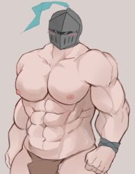 bara blush bulge helmet male male_only muscles muscular schlindwein shirtless solo solo_male