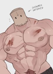 bag bag_over_head bara blood leszek_(schlindwein) male male_only muscles muscular paper_bag schlindwein shirtless solo solo_male