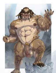 abs claws fishingmanmax genital_piercing genitals hi_res humanoid male male_only muscular muscular_humanoid muscular_male navel navel_piercing nipple_piercing nipples pecs penis penis_piercing piercing predator_(franchise) sharp_teeth solo teeth vein veiny_muscles veiny_penis yautja