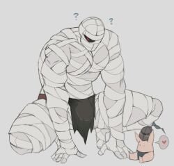 absinto_(schlindwein) bandages bara loincloth male male_only mummy muscles muscular schlindwein solo solo_male spread_legs squatting