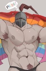 bara helmet male male_only mastectomy_scar muscles muscular pride_flag schlindwein shirtless solo solo_male