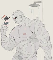 absinto_(schlindwein) bandages bara male male_only mummy muscles muscular schlindwein shower solo solo_male