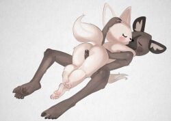 2023 aggressive_retsuko aggretsuko anthro ass bodily_fluids brown_body brown_fur canid canine caressing closed_eyes commission cum digital_media_(artwork) duo embrace erection eyelashes feet female female_on_top fennec fenneko fluffy fluffy_tail fox freckles from_front_position fur genital_fluids genitals haida hi_res hindpaw hug hyena inner_ear_fluff interspecies kissing leaking_cum looking_pleasured lying male male/female mammal nude on_back on_top pawpads paws penis rear_view reverse_missionary_position romantic romantic_couple sanrio sex size_difference smaller_female soles spotted_hyena spread_legs spreading tail tan_body tan_fur thick_thighs thigh_sex toes tuft xu53r