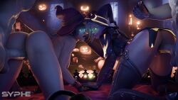 2boys 2girls 3d ass bed big_ass big_penis blizzard_entertainment blonde_hair brown_hair doggy_style electronics glowing_eyes group group_sex halloween halloween_costume human kiriko_(overwatch) kiriko_kamori light-skinned_male looking_pleasured mercy multiple_boys multiple_girls on_all_fours overwatch pale_skin phone presenting_hindquarters pussy recording sex sex_from_behind syphe vaginal_penetration wet_pussy witch witch_costume witch_hat witch_kiriko witch_mercy