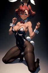 ai_generated black_leotard brown_hair bunny_ears bunny_girl bunny_tail bunnysuit gundam gundam_suisei_no_majo high_heels leotard mommyartfactory suletta_mercury witch