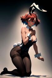 ai_generated brown_hair bunny_costume bunny_ears bunny_girl bunny_tail bunnysuit gundam gundam_suisei_no_majo mommyartfactory suletta_mercury