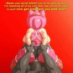 1boy 1boy1girl 1girls 2d 2d_animation amy_rose angelauxes animated anthro ass big_ass big_butt censored cum cum_in_pussy dark-skinned_male dark_skin furry huge_ass huge_butt implied_impregnation impregnation large_ass large_butt racist rape sega sonic_(series) sonic_the_hedgehog_(series) text