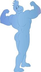 1boy ass back bara barefoot elemental_(pixar) flat_colors flexing gay male male_only muscular muscular_ass muscular_male naked solo sparksstars transparent_background wade_ripple water yaoi