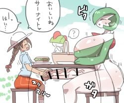 big_breasts breasts breasts_bigger_than_head censored flat_chest flat_chested futanari gardevoir generation_3_pokemon glans_stimulation huge_breasts huge_cock juliana_(pokemon) nishikun penis pokémon_(species) pokemon pokemon_(species) pokemon_focus pokemon_sv ralts text under_the_table