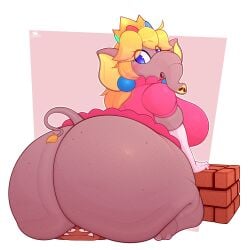 1ambiguous 1girls anthro ass big_ass blush bubble_butt butt_crush coffilatte_(artist) crown earrings elephant elephant_peach fat_ass female female_focus freckles freckles_on_ass goomba huge_ass mario_(series) massive_ass nintendo princess_peach squish super_mario_bros._wonder thick thick_ass