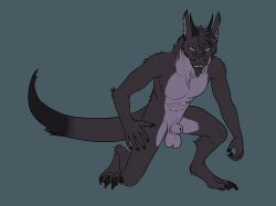 animal_genitalia anthro balls claws dragon fangs genitals hybrid male nude pawpads paws penis predatory_look rebeldragon101 saggy_balls sheath snarling sovy teeth