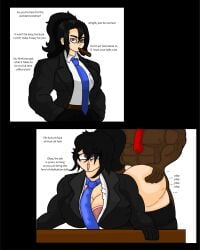 2d buff business_attire business_suit business_woman captain_freeman cigar comic dark-skinned_male dark_skin dialogue doggy_style from_behind instant_loss muscular muscular_female muscular_male robin_bearyeon smoking tagme tie