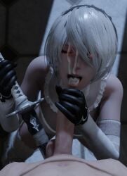 1boy 1girls 3d animated castration_threat cum cum_in_mouth cum_on_face cumshot_in_mouth facial fellatio female gloves glowing_eyes handjob jerking_off_another jerkingoff lazyprocrastinator longer_than_30_seconds looking_at_viewer male mp4 nier nier:_automata nier_(series) no_sound open_mouth oral penis pov pov_blowjob pov_handjob pov_male red_eyes shorter_than_one_minute sword vertical_video video waiting_for_cum weapon yorha_2b