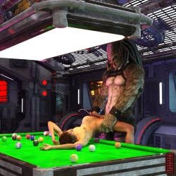 1:1 2boys 3d abs alien anal ball billiard_ball billiard_table duo ejaculation furniture gay hi_res human humanoid interspecies male male/male male_only mammal muscular muscular_humanoid muscular_male pecs predator_(franchise) size_difference spikes spikes_(anatomy) stomach_bulge table ugnaughtsden uncensored yaoi yautja