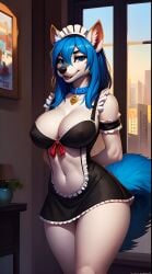 ai_generated animal_ears animal_humanoid anthro ass big_ass big_breasts cute female female_only furry furry_ass furry_breasts furry_ears furry_female furry_only furry_tail hi_res hyena hyena_tasty_ass hyenaloverai maid_hyena mammal nai_diffusion seductive stable_diffusion