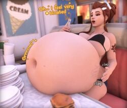 1girls 3d 3d_(artwork) bbw belly_inflation belly_stuffing big_belly big_breasts blender blizzard_entertainment bra brigitte burp burping dialogue fat female female_only food french_nails overwatch overwatch_2 plaguefatty restaurant shorts slapping_belly soda_bottle solo stomach_noises tattoo weight_gain