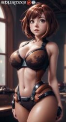 ai_generated clothed_female female female_only gym_uniform my_hero_academia ochako_uraraka seizuredogs sfw uraraka_ochako