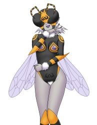 bee bee_girl corruption dark_persona enemy_conversion female hair_color_change hair_growth helmet icelee monster_girl nipples nude post_transformation pussy skin_color_change small_breasts species_transformation transformation