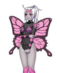 butterfly butterfly_humanoid butterfly_wings corruption dark_persona enemy_conversion female hair_color_change icelee monster_girl nipples nude post_transformation pussy skin_color_change small_breasts species_transformation transformation