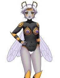 bee bee_girl corruption dark_persona enemy_conversion female hair_color_change icelee monster_girl nipples nude post_transformation pussy skin_color_change small_breasts species_transformation transformation