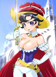 1girls breasts earrings light-skinned_female light_skin looking_at_viewer osamu_tezuka_works princess_knight princess_sapphire short_hair