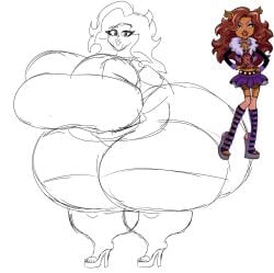 big_ass big_breasts breasts bubble_butt female high_heels huge_ass monster_high sketch_page thick_thighs user3345 wedge_heels wide_hips