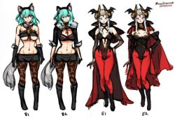 2girls breasts byleth_(fire_emblem) byleth_(fire_emblem)_(female) cleavage concept_art edelgard_von_hresvelg female female_focus female_only fire_emblem fire_emblem:_three_houses halloween halloween_costume minacream nintendo post-timeskip sketch underboob vampire werewolf white_hair wide_hips wolf_tail