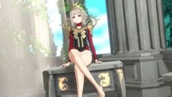 1girls 3d alternate_costume alternate_hairstyle bottomless crossed_legs fire_emblem fire_emblem_engage fire_emblem_heroes nintendo official_alternate_costume official_alternate_hairstyle overused23 veronica_(fire_emblem) veronica_(princess_rising)_(fire_emblem)