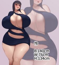 1girls big_breasts breasts busty curvaceous curvy curvy_body curvy_female curvy_figure female huge_breasts japanese_text large_breasts meda_moso original original_character slutty_outfit translation_request voluptuous wide_hips