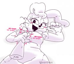 1girls blushing bunny bunny_ears five_nights_at_freddy's five_nights_at_freddy's:_security_breach grabbing_hand hand_on_chest heartbeat lagomorph laying_down loonybnuuy rabbit rabbit_humanoid sketch spot_color stitches tagme thick vanny_(fnaf)