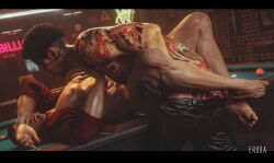 2boys 3d anal anal_sex billiard_ball billiard_table billiards black_gloves dominant_male dominant_top eruda_rgg eye_patch eyepatch gay gay_anal gay_domination gay_sex grabbing_pecs hand_on_chest human kiryu_kazuma legs_wrapped_around_partner lifting_leg like_a_dragon_(series) looking_at_partner lost_bet majima_goro male male/male male_only on_table pleasure rgg_studio ryuu_ga_gotoku sega submissive_male submitting_to_cock tattoos teasing thrusting_into_ass wrapped_around_another yakuza yakuza_(series) yaoi