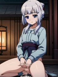 1girls ai_generated clothed clothing donghua fengling_yuxiu light-blue_hair masturbation soulmate_adventures tagme yuxiu_bai