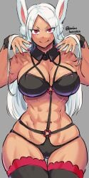 1girls abs athletic_female big_breasts female_focus female_only harurukan huge_breasts looking_at_viewer miruko muscular_arms muscular_female my_hero_academia pointy_chin rumi_usagiyama solo solo_female solo_focus