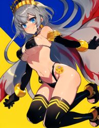 ai_generated blue_eyes chains colorful colorful_background colorful_hair crown fate/grand_order fate_(series) jumping silver_hair stable_diffusion zenobia_(fate)