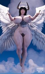 3d 3d_(artwork) abs angel angel_wings barefoot big_breasts big_butt breasts daz3d fat_butt fat_mons feet hair huge_breasts huge_thighs meowmix nude_female nun solo solo_female solo_focus thick_thighs thighs