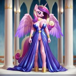 ai_generated alicorn anthro blonde_hair equid equine friendship_is_magic furry hasbro mammal multicolored_hair my_little_pony pink_body pink_fur pink_hair princess_cadance_(mlp) purple_hair standing wing wings