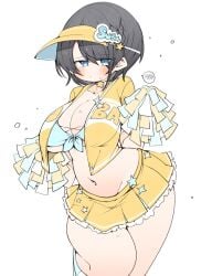 1girls black_hair blue_eyes blush breasts female female_only hololive hololive_gen_2 hololive_japan kuma_no_bansoukou large_breasts looking_at_viewer oozora_subaru solo thighs virtual_youtuber wide_hips