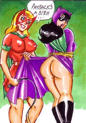 2girls anus ass bat-girl batgirl batman_(series) betty_kane bondage catwoman dat_ass dc_comics joe_gravel multiple_girls selina_kyle straight_hair tagme