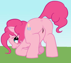 back_view earth_pony female female_only feral friendship_is_magic igorr my_little_pony nude pinkie_pie_(mlp) pussy solo tagme toony