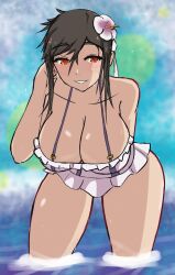 1girls breasts brown_hair cleavage female female_only final_fantasy final_fantasy_vii final_fantasy_vii_rebirth final_fantasy_vii_remake huge_breasts in2naps looking_at_viewer smile solo swimsuit tifa_lockhart