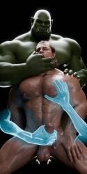 1elf 1orc 2boys 2males 3d 3d_(artwork) 3d_model alpha_male baldur's_gate baldur's_gate_3 beefy boner daddy druid dungeons_and_dragons elf elf_male erection finger_in_mouth forgotten_realms gay groping_pec halsin handjob helices3d homoerotic interspecies interspecies_sex interspecies_yaoi male male/male male_only manly nude orc orc_male orc_on_elf phantom_hands stroking stroking_penis tough_guy yaoi